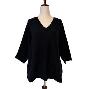 Vince Camuto Black Oversized V-Neck Tunic Sweater Petite Medium